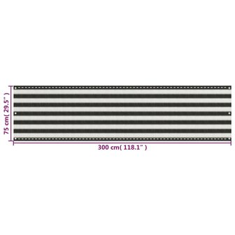 Balkonscherm 75x300 cm HDPE antracietkleurig en wit 5