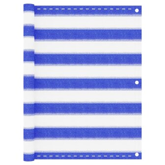 Balkonscherm 75x400 cm HDPE blauw en wit 1