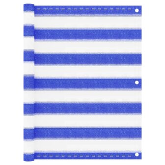 Balkonscherm 75x500 cm HDPE blauw en wit 1