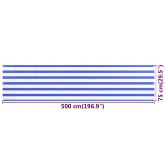 Balkonscherm 75x500 cm HDPE blauw en wit 5