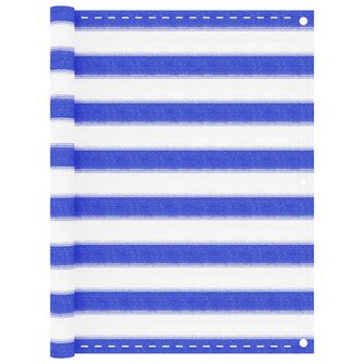 Balkonscherm 90x400 cm HDPE blauw en wit 1