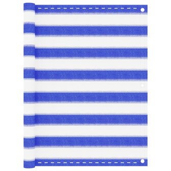 Balkonscherm 90x500 cm HDPE blauw en wit 1