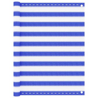 Balkonscherm 120x300 cm HDPE blauw en wit 1