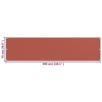 Balkonscherm 75x300 cm HDPE terracottakleurig 5
