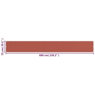 Balkonscherm 75x600 cm HDPE terracottakleurig 5
