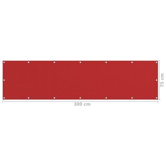 Balkonscherm 75x300 cm HDPE rood 5