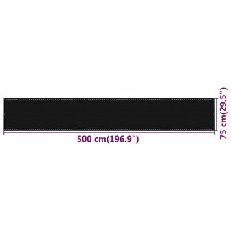 Balkonscherm 75x500 cm HDPE zwart 5