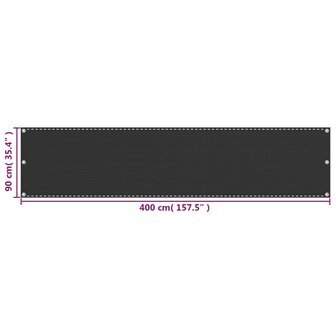 Balkonscherm HDPE 90x400 cm antraciet 5