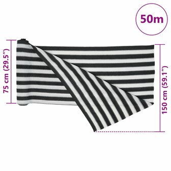 Privacynet 195 g/m&sup2; 1,5x50 m HDPE antracietkleurig en wit 8