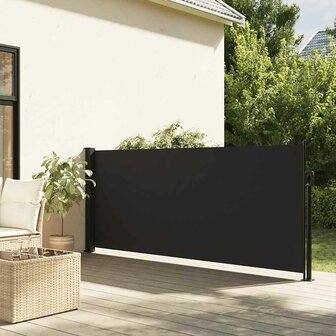Windscherm uittrekbaar 140x300 cm zwart 1