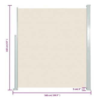 Windscherm uittrekbaar 160x500 cm cr&egrave;me 5