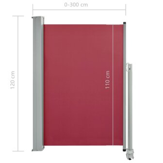 Tuinscherm uittrekbaar 120x300 cm rood 8