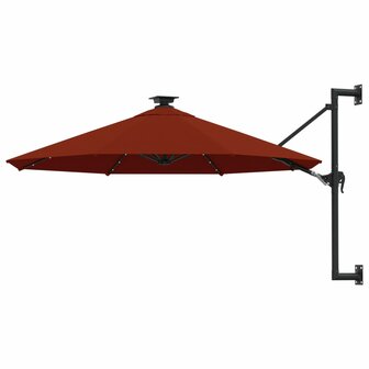 Wandparasol met LED&amp;apos;s 300 cm terracottakleurig 1