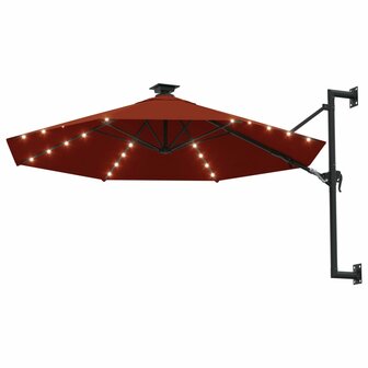 Wandparasol met LED&amp;apos;s 300 cm terracottakleurig 2