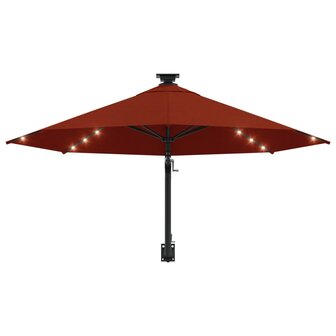 Wandparasol met LED&amp;apos;s 300 cm terracottakleurig 4