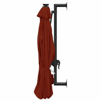 Wandparasol met LED&amp;apos;s 300 cm terracottakleurig 5