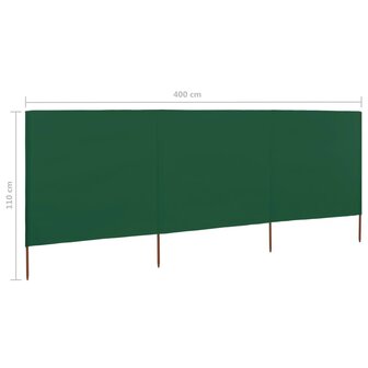 Windscherm 3-panelen 400x80 cm stof groen 6
