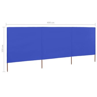 Windscherm 3-panelen 400x120 cm stof azuurblauw 6