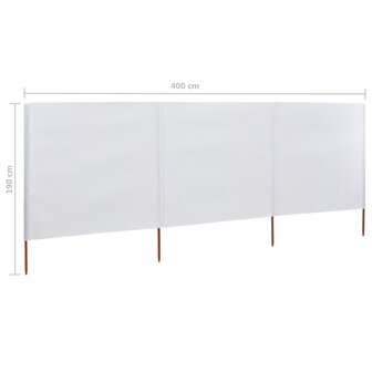 Windscherm 3-panelen 400x160 cm stof zandwit 6