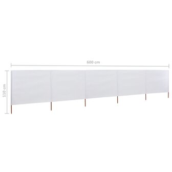 Windscherm 5-panelen 600x80 cm stof zandwit 6
