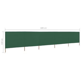Windscherm 5-panelen 600x80 cm stof groen 6