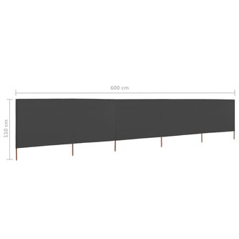 Windscherm 5-panelen 600x80 cm stof antraciet 6