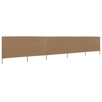 Windscherm 5-panelen 600x80 cm stof taupe 2
