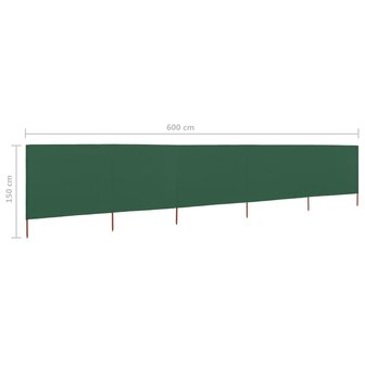 Windscherm 5-panelen 600x120 cm stof groen 6