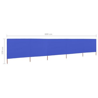 Windscherm 5-panelen 600x120 cm stof azuurblauw 6