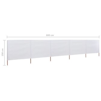 Windscherm 5-panelen 600x160 cm stof zandwit 6
