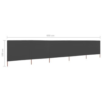 Windscherm 5-panelen 600x160 cm stof antraciet 6