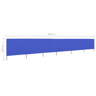 Windscherm 6-panelen 800x80 cm stof azuurblauw 6