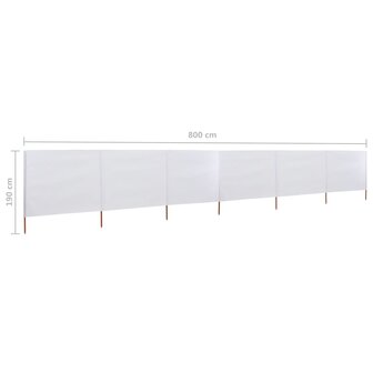 Windscherm 6-panelen 800x160 cm stof zandwit 6