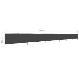 Windscherm 9-panelen 1200x80 cm stof antraciet 6