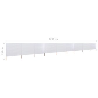 Windscherm 9-panelen 1200x120 cm stof zandwit 6