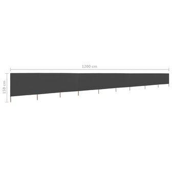 Windscherm 9-panelen 1200x120 cm stof antraciet 6