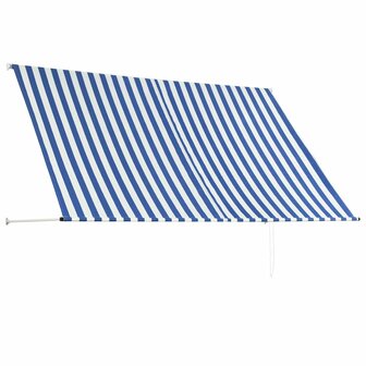 Luifel uittrekbaar 250x150 cm blauw en wit 4