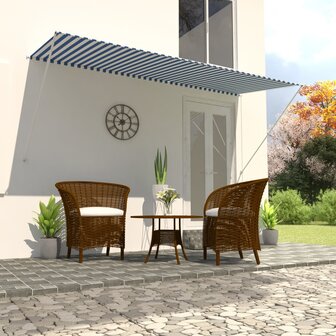 Luifel uittrekbaar 300x150 cm blauw en wit 1