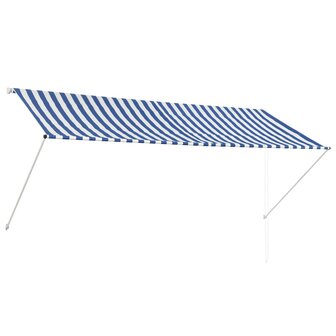 Luifel uittrekbaar 300x150 cm blauw en wit 2