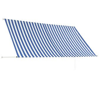 Luifel uittrekbaar 300x150 cm blauw en wit 4