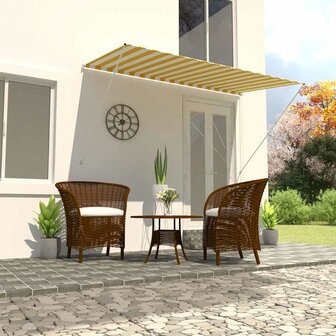 Luifel uittrekbaar 250x150 cm geel en wit 1