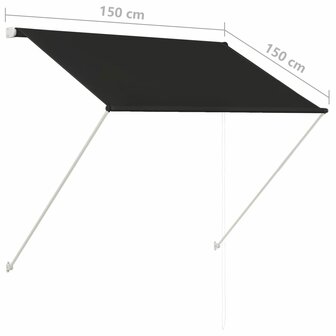 Luifel uittrekbaar 150x150 cm antraciet 8