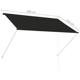 Luifel uittrekbaar 200x150 cm antraciet 8