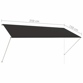 Luifel uittrekbaar 250x150 cm antraciet 8