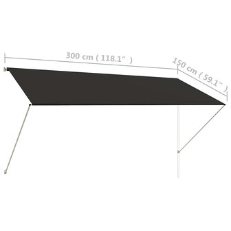 Luifel uittrekbaar 300x150 cm antraciet 8