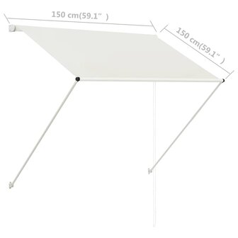 Luifel uittrekbaar 150x150 cm cr&egrave;me 8