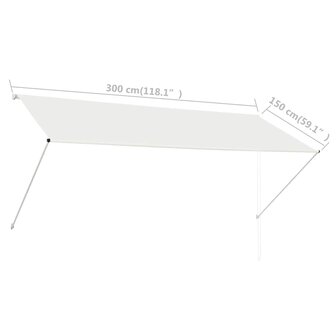 Luifel uittrekbaar 300x150 cm cr&egrave;me 8
