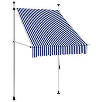 Luifel handmatig uittrekbaar 100 cm blauw en witte strepen 1