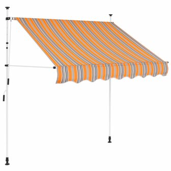 Luifel handmatig uittrekbaar 100 cm geel en blauwe strepen 1