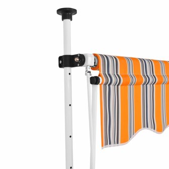 Luifel handmatig uittrekbaar 100 cm geel en blauwe strepen 2